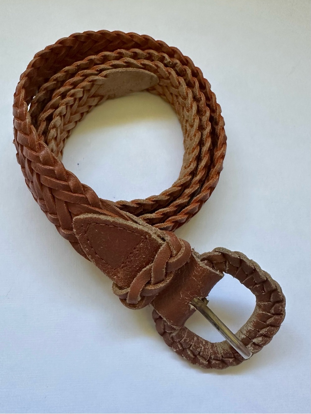 Braided Brown Leather Belt - Classic Casual Style